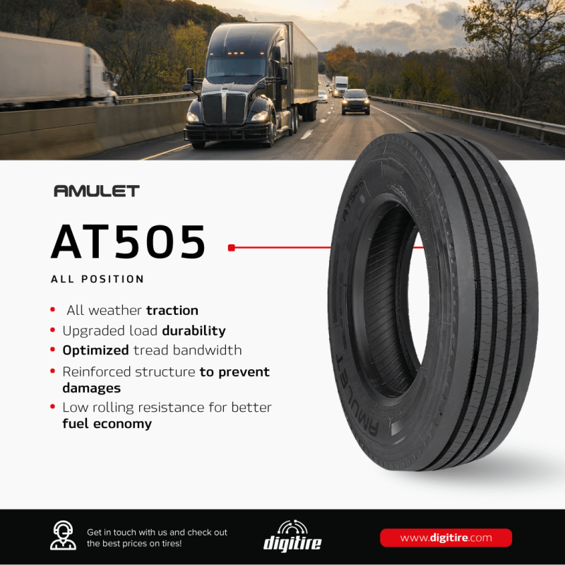 Tire 255/70R22.5 Amulet AT505 Steer 16PR M 140/137 - Image 2