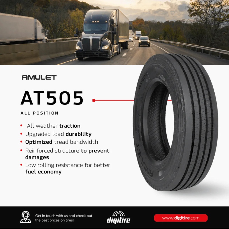 Tire 235/75R17.5 Amulet AT505 Steer All Position 18 Ply L 143/141 - Image 2