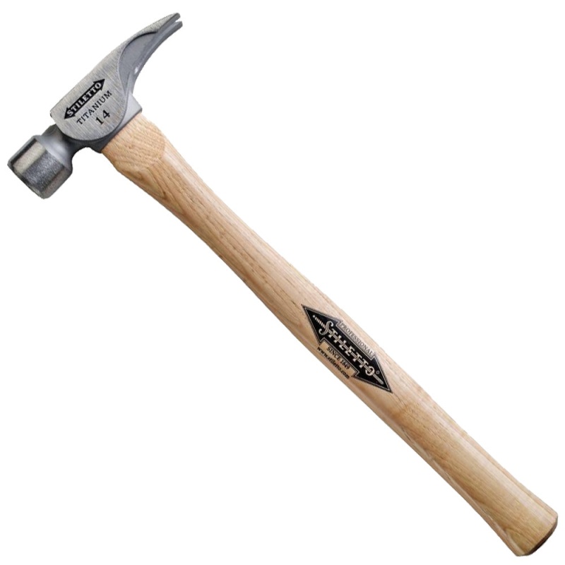 Stiletto TI14MS 18-Inch 14-Oz Titanium Milled Straight Hickory Handle Hammer